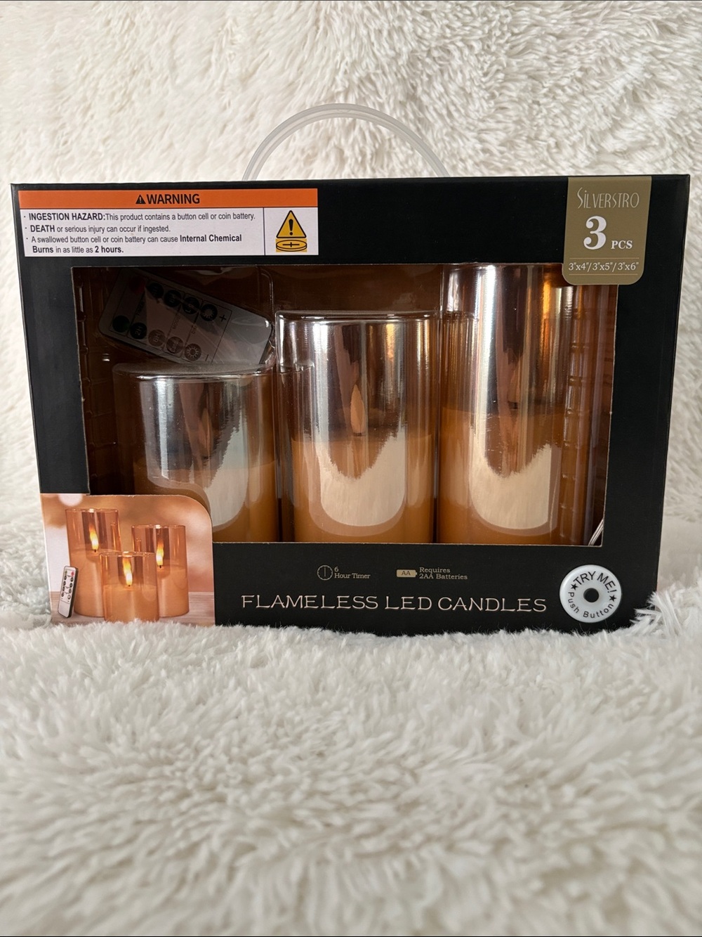 Silverstro Glad Rose Gold LED Flameless Candle Trio NWT